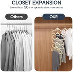Velvet Stackable Hangers 50 Pack Space Saving Cascading Hook Ivory - Image 3