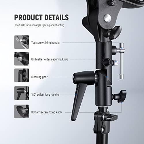 NEEWER Camera Flash Bracket H Type Mount with Umbrella Softbox Holder, 180° Swivel Adjustable Metal Light Stand Adapter with 1/4" to 3/8" Screw Adapter for Speedlite LED Light Stand Tripod (2 Pack) - Image 7