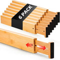 6 Pack Wood Drawer Dividers - Expandable Wooden Drawer Separators by Unknown