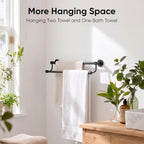 BESy Double Towel Bar Towel Rack for Bathroom Bath Wall Mounted Matte Black - Image 2