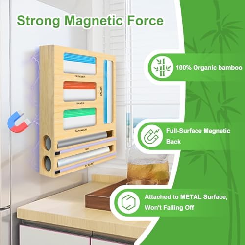 MSJGA Magnetic Food Bag Storage Organizer for Drawer or Refrigerator - Image 2