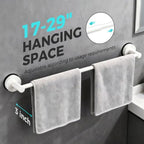 Adjustable Suction Cup Towel Bar for Bathroom Wall,17 Inch~29 Inch Towel Racks for Bathroom,Stainless Steel Bath Towel Holder(Matte White) - Image 2