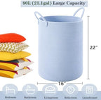 80L Large Blue Hamper Tall Woven Laundry Basket - Image 3