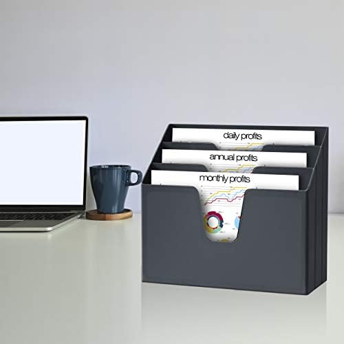 Acrimet Horizontal Triple File Folder Organizer Sorter, Letter Size, Black - Image 2