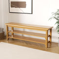 Shoe Rack Bench Mid Century Modern 2-Tier Shoe Rack Organizer for Entryway Hallway or Living Room Farmhouse Rustic Wooden Seat Bench Natural 11.8" Dx47.2 Wx16.5 H by YUUIJOAA