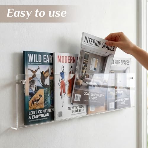 6 Pack Clear Acrylic Magazine Holder Wall, Brochure, 24 Inch - Image 5