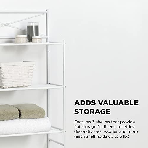 Zenna Home Over the Toilet Storage Shelf Space Saver, Behind Toilet Bathroom Organizer and Storage, Metal Bathroom Organizer with 3 Shelves, White - Image 4