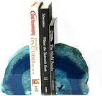 JIC Gem Teal Agate Geode Heavy Duty Bookends 1 Pair 6-8 Lbs Shelf Decor by JICGem%C2%AE