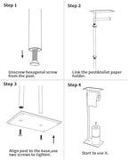 Toilet Paper Holder Stand, Free Standing Toilet Paper Holder with Shelf for Bathroom, Stainless Steel Toilet Paper Roll Holder with Storage, Reserve for 3 Rolls, Weighted Base(Matte Black) - Image 6