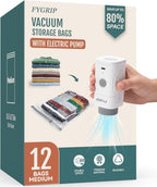 Fygrip Rechargeable Wireless Pump Vacuum Storage Bags, 12 Medium by Fygrip