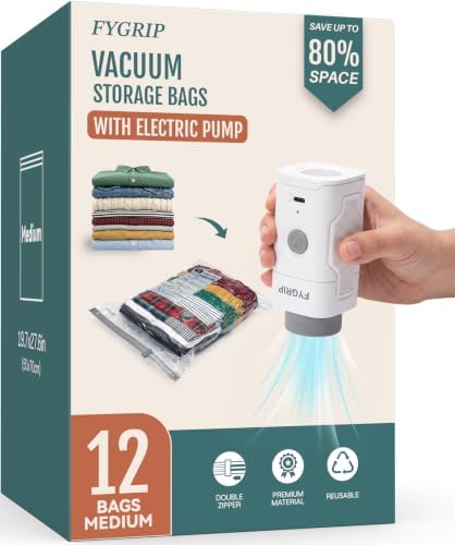 Fygrip Rechargeable Wireless Pump Vacuum Storage Bags, 12 Medium by Fygrip