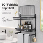 CAXIMSY Towel Rack for Bathroom with 3 Tier Shelf Double Bar Hook (Black) - Image 6
