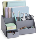 My Space Organizers Grey Desk Organizer, 9 Compartments, Office Supplies and Desk Accessories Organizer, Office Decor Desktop Organizer (Gray) by MySpaceOrganizers