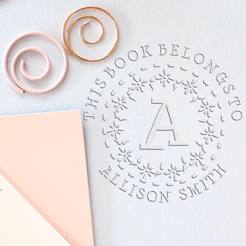Custom Made Hybrid Flowering Monogram Library Paper Embosser - Personalized Seal Press for New Home Books - Customized Home Book Seal Press for Islamic Cultural Center Members - Elegant Design - Image 4