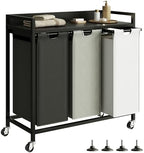 Herture Laundry Hampers with Shelf, Laundry Basket 3 Section, 3 x 15.87 Gal by Herture