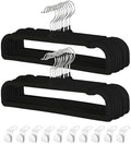 Pants Hangers Non Slip - 20 Pack Velvet Hangers for Closet - Thin Space Saving Clothes Hanger - Strong, Durable, Perchas Terciopelo with 360° Rotatable Hook for Jean, Tank Top, Bra, Shorts (Black) by VSVstoage