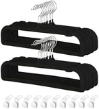 Pants Hangers Non Slip - 20 Pack Velvet Hangers for Closet - Thin Space Saving Clothes Hanger - Strong, Durable, Perchas Terciopelo with 360° Rotatable Hook for Jean, Tank Top, Bra, Shorts (Black) by VSVstoage