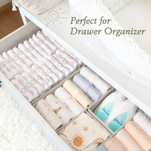 Criusia Drawer Organizer 18-Piece Set, Dresser Organizer for Baby Clothes, Foldable Closet Storage & Drawer Dividers for Underwear, Socks, Nursery (Oatmeal) - Image 5