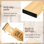 Adjustable Bamboo Drawer Dividers of 8, Expandable Organizers (16.9"-22.2") - Image 3