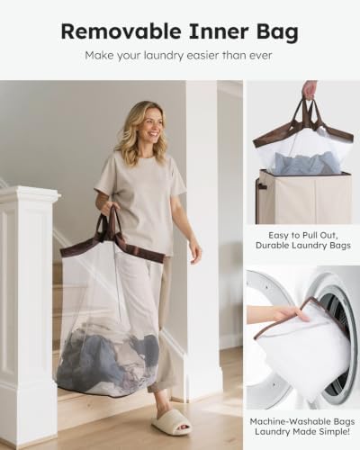 SOLEDI 130L Laundry Hamper with Lid, Large Collapsible Laundry Basket - Image 4