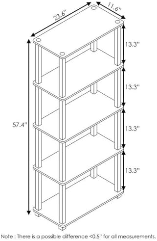 Furinno Turn-N-Tube 5-Tier Multipurpose Shelf / Display Rack / Storage Shelf / Bookshelf, Square Tubes, Pink/White - Image 2