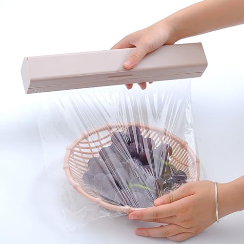 Foil Cutters, Cling Film Dispenser Plastic Wrap Dispenser Food Wrap Cling Film Storage Organizer for Kitchen Aluminum Foil Wax Paper 3 Pieces (Color: rosy Blue White) - Image 2