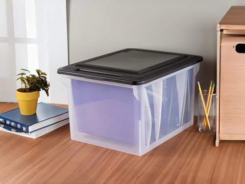 2-Pack 32 Quart Clear Plastic File Box with Lid, Letter Legal File Storage - Image 5