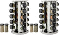 Kamenstein 20 Jar Revolving Countertop Spice Rack with Spices Included, FREE Spice Refills for 5 Years, Polished Stainless Steel with Black Caps, 30020 (Pack of 2) by Kamenstein