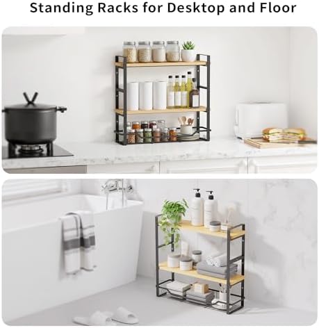 Bathroom Shelves Over Toilet Storage - 3 Tier Large Wall Mounted Shelves for Bathroom - Over Toilet Organizer - Adjustable Stand Shelf Rack for Kitchen Living Room - Black Oak - Image 6