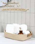 Sea Team Nesting Rectangular Woven Cotton Rope Storage Basket, 3-Pack - Image 5