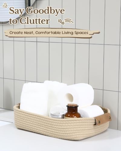 Sea Team Nesting Rectangular Woven Cotton Rope Storage Basket, 3-Pack - Image 5