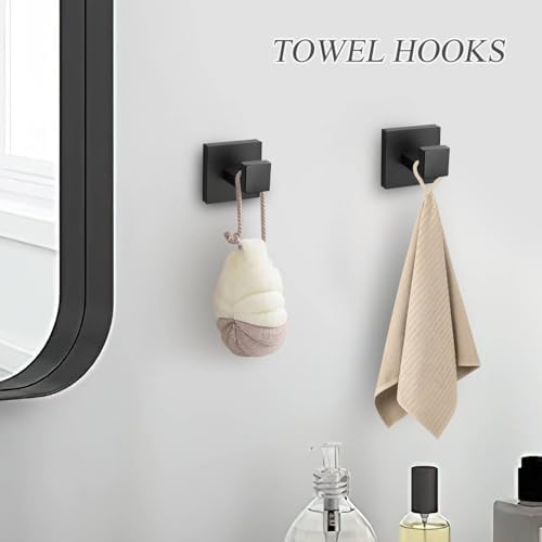 5 Pieces Black Towel Bar Set Bathroom Hardware Accessories Set Upgraded Toilet Paper Holder with Shelf Towel Holder Set for Bathroom Stainless Steel Wall Mounted - Image 5