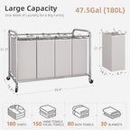 STORAGE MANIAC 4 Section Laundry Sorter, Laundry Hamper with Wheels, Gray - Image 5