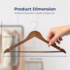 SereneLife 50-Pack Wooden Coat Hangers – Durable Suit Hangers with 360° Swivel Hook & Notches – Slim Design for Shirts, Jackets, Dresses, and More (Vintage) - Image 2
