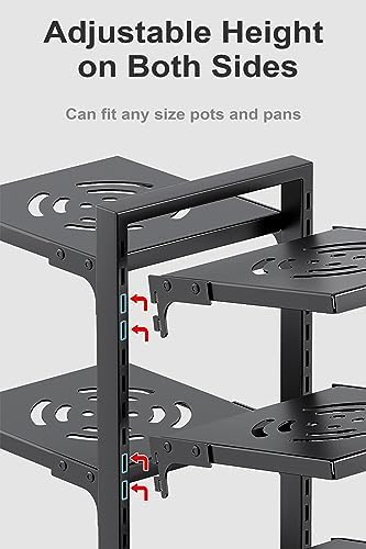 Pots and Pans Organizer for Cabinet, Heavy Duty Pot Pan Rack under Sink Organizers and Storage，Kitchen Cabinet Organizer with 5 Adjustable Tiers - Image 2