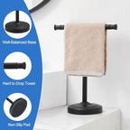RUMOSE Matte Black Hand Towel Holder Stand Countertop Towel Rack - Image 4