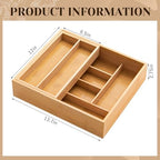Double Bamboo Kitchen Drawer Organizer, Removable, Deep - Image 2