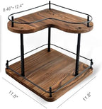 2 Tier Wooden Spice Rack Organizer, 360° Rotating Lazy Susan, 11.8 Inch Large Capacity Countertop Spice Shelf, Adjustable Height, Pine Wood, for Kitchen Bathroom Cosmetic Storage gift set - Image 6