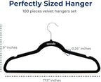 SereneLife Premium Non-Slip Velvet Hangers - Space Saving Heavy Duty Slim Suit Clothes Hanger Set with 360 Degree Swivel Metal Hook, Can Hold Up to 10 Lbs. For Coats, Jackets, Pants & Dress (100-Pack) - Image 2