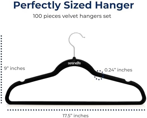 SereneLife Velvet Hangers – 100 Pack, Slim & Space Saving for Closets - Image 2