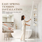Corner Shower Caddy Tension Pole, Bathroom Organizer for Renters - Image 4
