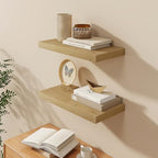 Fun Memories Floating Shelves 24 Inch Long, 9.3 Inch Deep Floating Shelf for Lving Room, Bedoom, Kitchen, Deep Wall Shelves for Bathroom, 2 Pack Storage Display Shelf for Books, Decors, Oak - Image 4