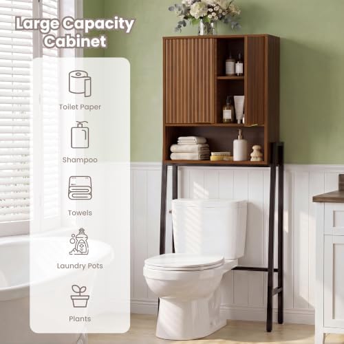 Over The Toilet Storage Cabinet,25" W Bathroom Organizer, Walnut - Image 6