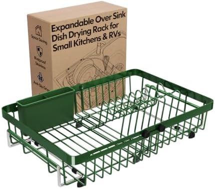 MAJALiS Green Expandable Dish Drying Rack Over The Sink with Anti Slip Grip by MAJALiS