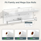 FORIOUS Double Marble Toilet Paper Holder with Phone Shelf, Commercial - Image 7