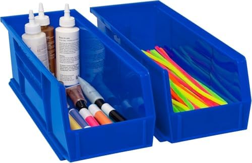 Akro-Mils 12 Pack AkroBins Plastic Storage Bins, Space-Saving Stackable Organizers for Garage, Classroom and Warehouse Organization, Blue - Image 4