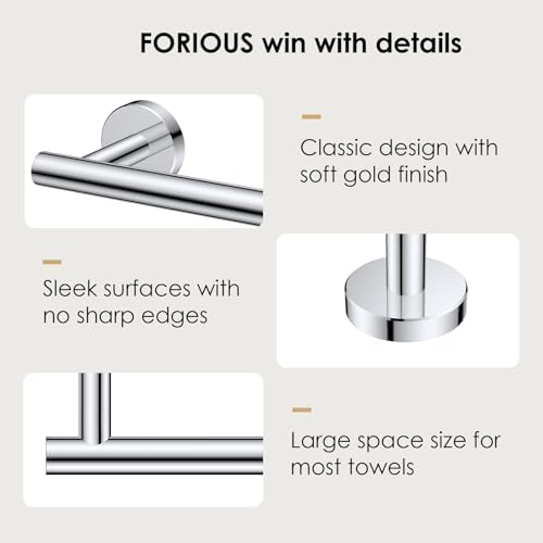 FORIOUS Towel Bar Towel Racks for Bathroom Wall Mounted 21" Chrome - Image 5