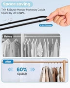 Black Velvet Hangers Non-Slip 20 Pack Felt Hangers for Pants Trouser Hanger - Image 4