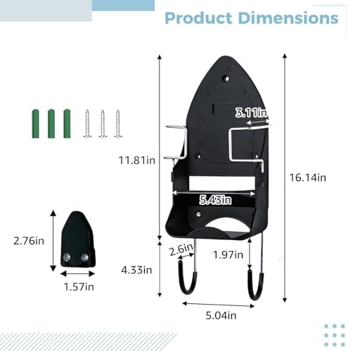 Iron Metal Board Mount Holder, Wall Iron And Ironing Board Holder With Hooks, Ironing Board Storage Rack For Laundry Hotel Home Use - Image 2
