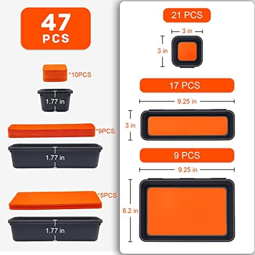 Tool Box Organizer, Tool Drawer Organizer Tray Divider, Toolbox Organization, Garage Tool Organizers and Storage, Tool Box Accessories for Rolling Tool Chest Cabinet (Orange (47PCS)) - Image 2